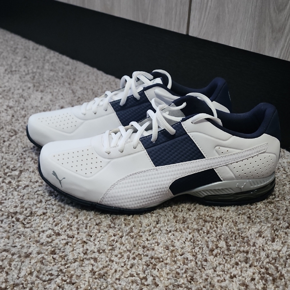 10.6 Never Worn Puma Men's White and Navy Shoes